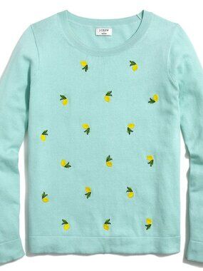 J Crew Lemon-print cotton Teddie sweater